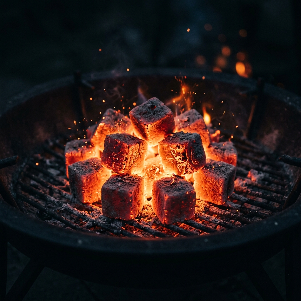 Burning Cube Briquettes